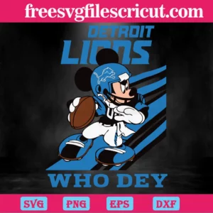 Detroit Lions Mickey Mouse Who Dey Svg, Svg Png Dxf Eps Invert