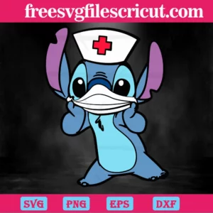 Disney Nurse Stitch, Svg Png Dxf Eps Cricut Invert