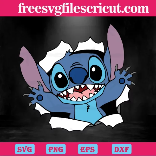 Disney Stitch Breakout, Svg Png Dxf Eps Digital Download Invert