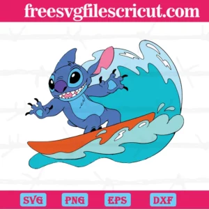 Disney Stitch Surfing Svg