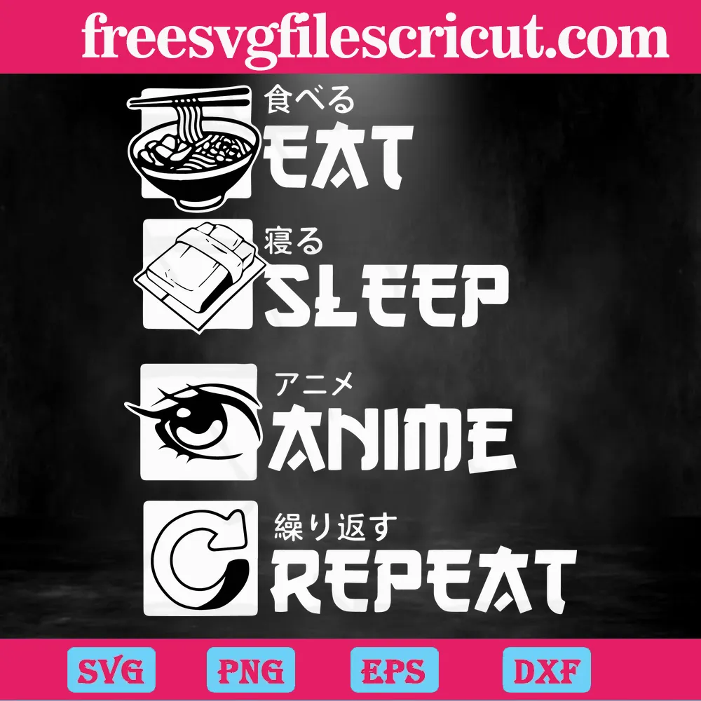 Eat Sleep Anime Repeat Svg