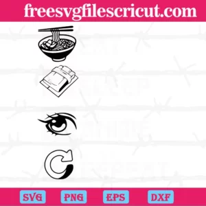 Eat Sleep Anime Repeat Svg Invert