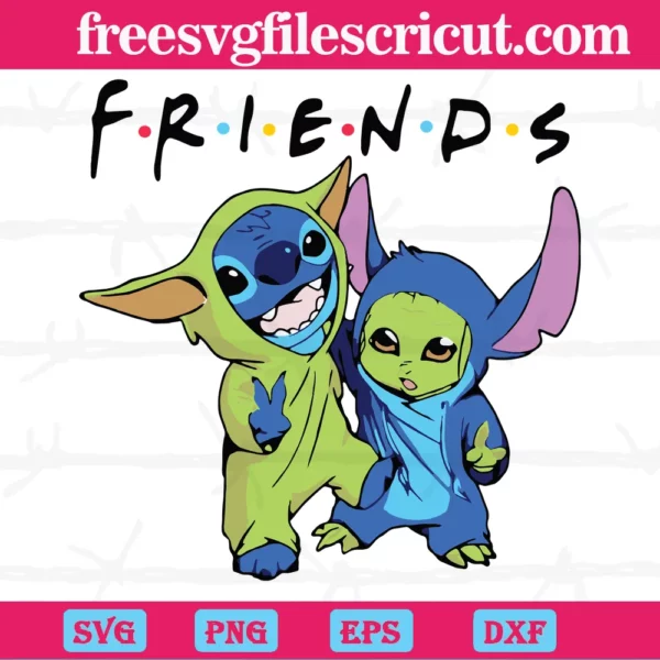 Friends Baby Yoda And Stitch Svg