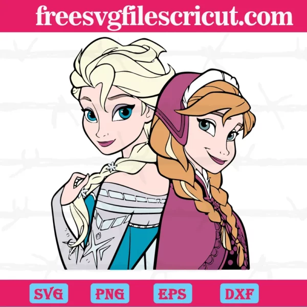 Frozen Anna And Elsa Svg Invert