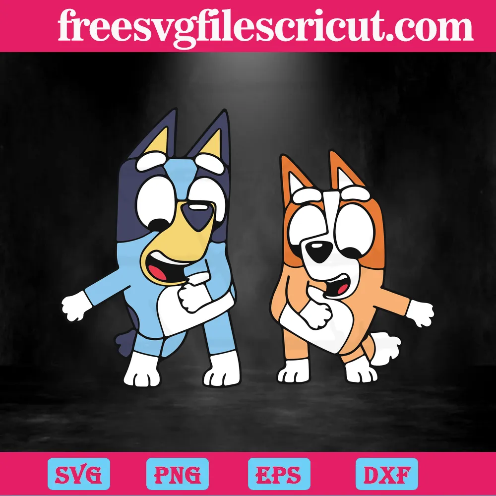 Funny Bluey And Bingo Heeler Free Commercial Svg