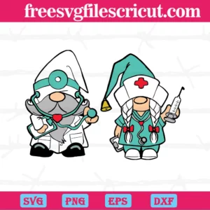 Gnome Nurse And Doctor, Cutting File Svg