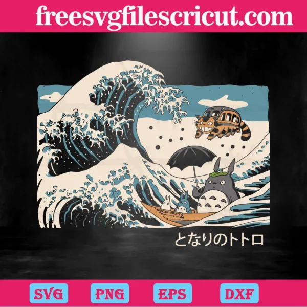 Great Wave Off Kanagawa Totoro Anime, Transparent Background Files