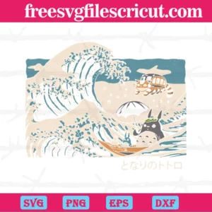 Great Wave Off Kanagawa Totoro Anime, Transparent Background Files Invert