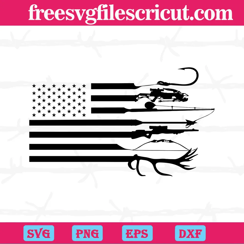 Hunting And Fishing American Flag Svg Cutting Printable Files