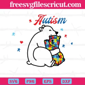 I Love Someone With Autism Beary Much Puzzle Piece Bear, Cutting Design Files Invert