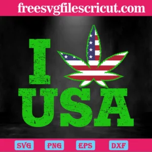 I Love Usa Free Weed Svg Invert