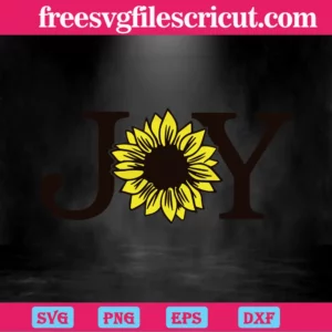 Joy Sunflower Monogram Svg For Crafting Projects Invert