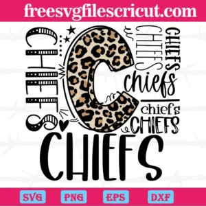 Kc Chiefs Leopard Typography Cutting Files Svg