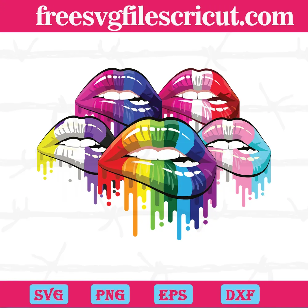 Lgbt Pride Lips Svg Vector Illustrations Free Svg Files For Cricut