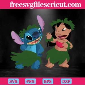 Lilo And Stitch Dancing, Svg Png Dxf Eps Cricut Files Invert