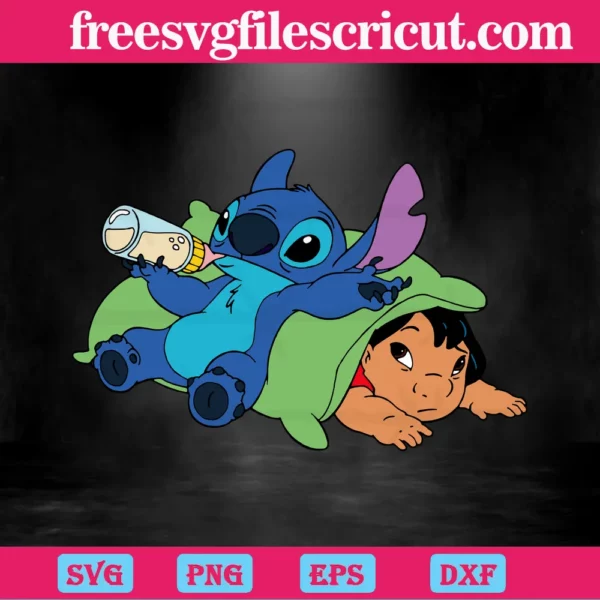 Lilo And Stitch, Svg Png Dxf Eps Invert
