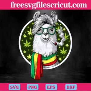 Llama Smoking Weed, Svg Png Dxf Eps Digital Download Invert