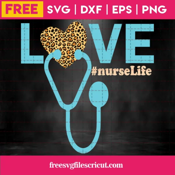 Love Nurse Life Leopard Heart, Free Commercial Use Svg Fonts