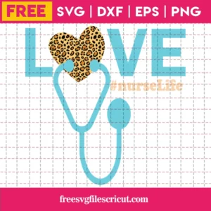 Love Nurse Life Leopard Heart, Free Commercial Use Svg Fonts Invert