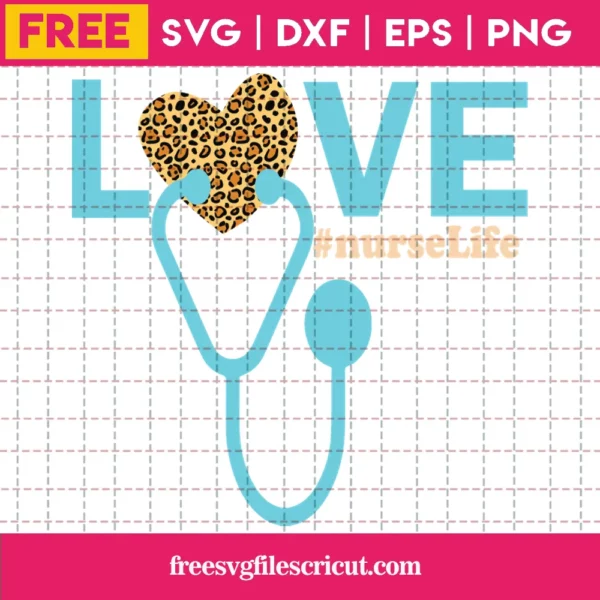 Love Nurse Life Leopard Heart, Free Commercial Use Svg Fonts Invert