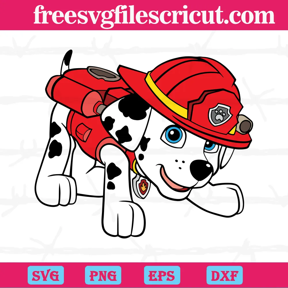 Lovely Marshall Paw Patrol Dalmatian Fire Dog, SVG PNG EPS DXF Illustrations
