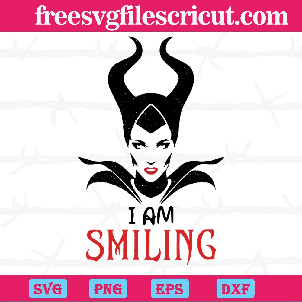 Maleficent I Am Smiling Ears Horns Faces Outline, The Best Digital Svg Designs For Cricut Free
