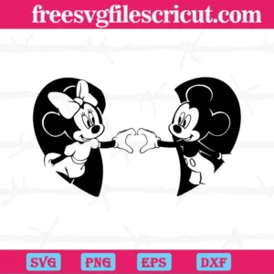 Mickey And Minnie Mouse Heart Svg