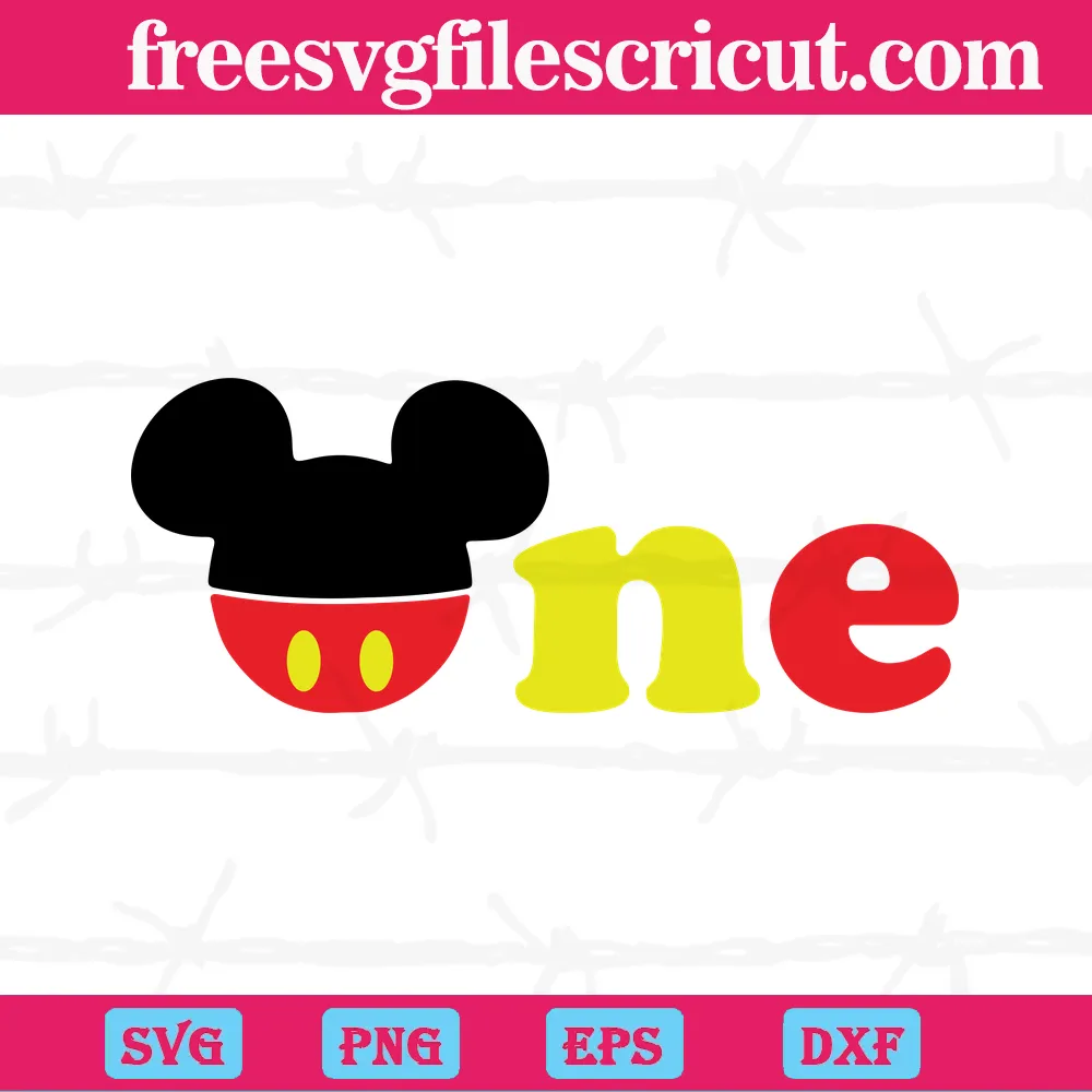 Mickey Mouse Head 1St Birthday Svg