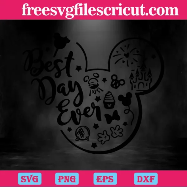 Mickey Mouse Head Best Day Ever Svg Invert