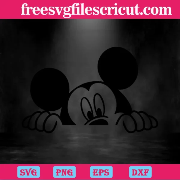 Mickey Mouse Peeking Svg Invert