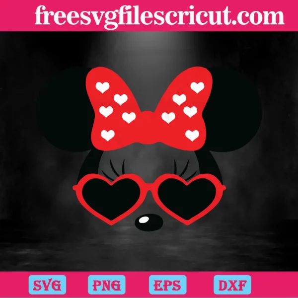 Minnie Mouse With Sunglasses, Graphic Design Svg Invert
