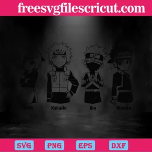 Naruto Svg, Uchiha Obito Svg, Hatake Kakashi Svg, Rin Svg, Minato Svg Invert