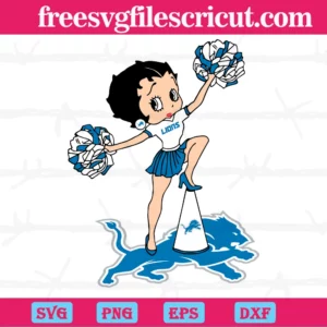 Nfl Football Teams Detroit Lions Fangirl Cheer Betty Boop, Svg Png Dxf Eps Digital Files