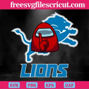 Nfl Sport Detroit Lions With Among Us, Svg Png Dxf Eps Designs Download Invert
