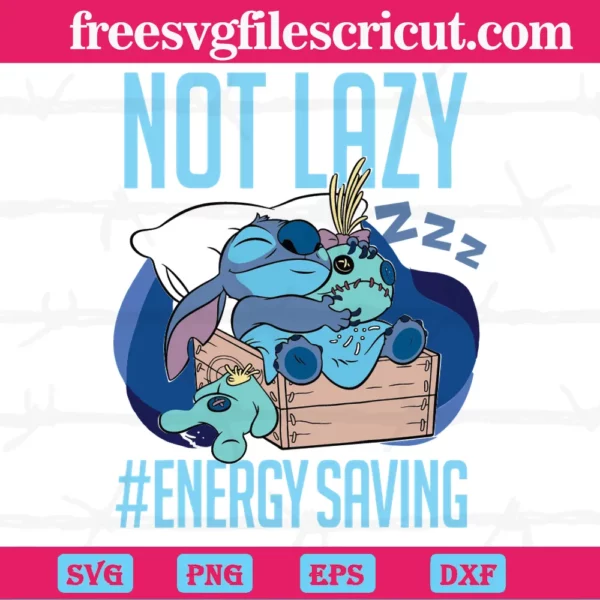 Not Lazy Energy Saving Stitch Disney Svg Invert