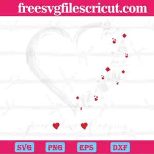 Peace Love Camping Heart Vector Svg Invert