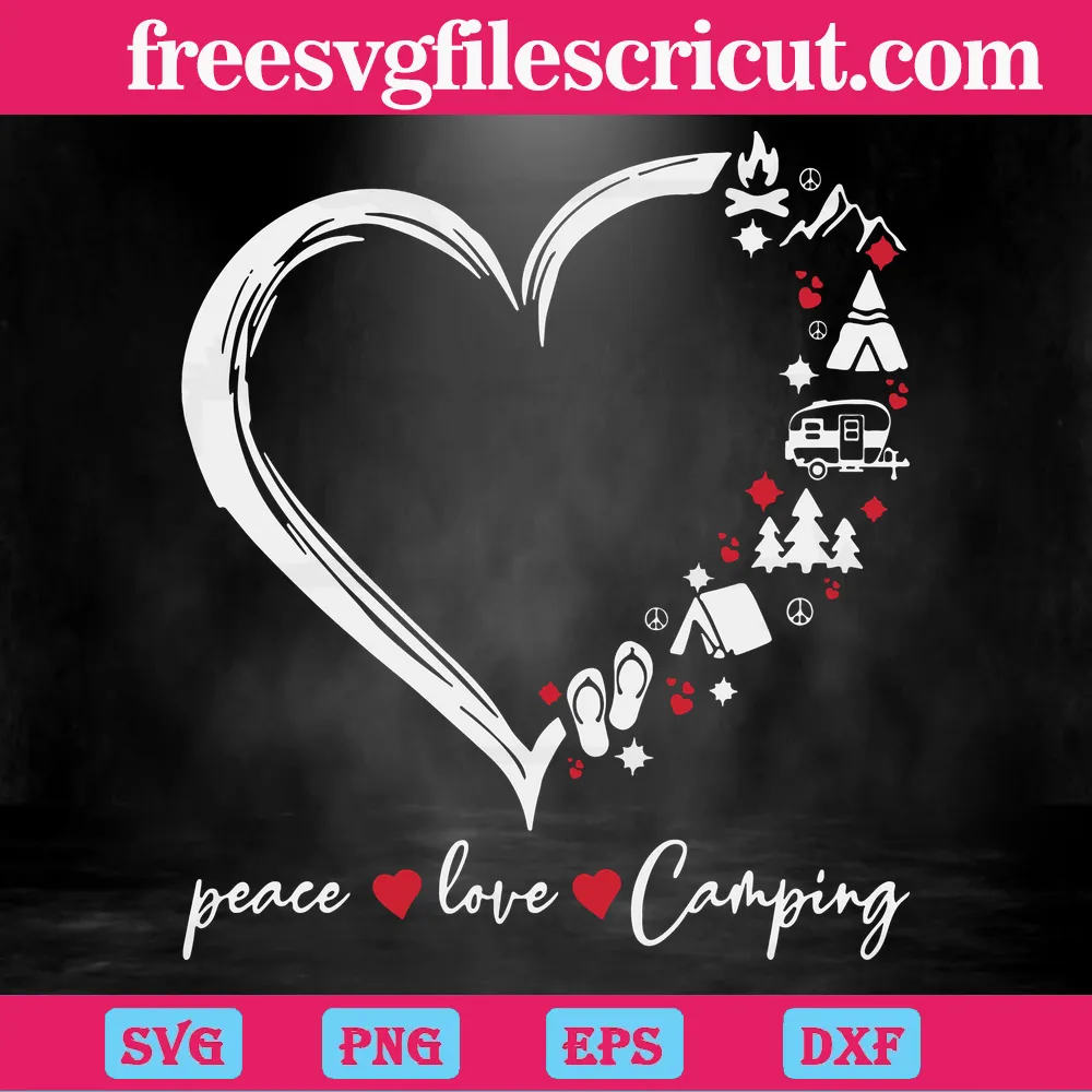 Peace Love Camping Heart Vector Svg - free svg files for cricut