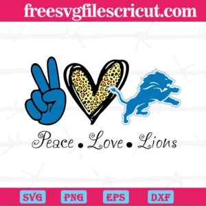 Peace Love Detroit Lions Sport Nfl, Vector Illustrations