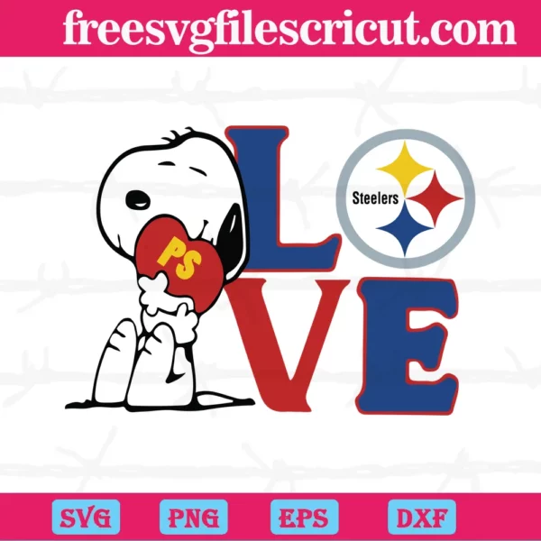 Pittsburgh Steelers Snoopy Love Heart Cutting Svg File, Svg Png Dxf Eps Cricut
