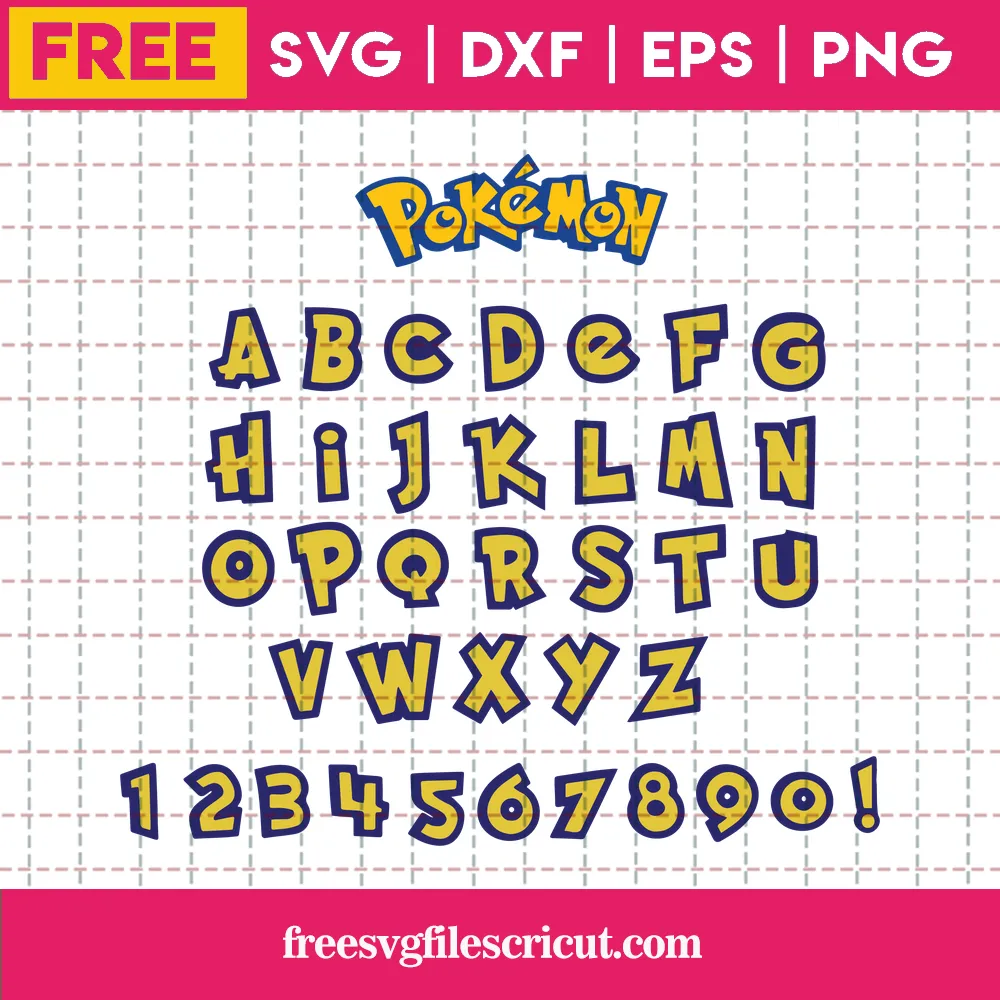 Pokemon Alphabet And Number Font, SVG EPS DXF PNG