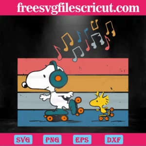 Retro Snoopy Listening Music Svg Illustration