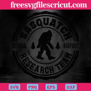 Sasquatch Research Team Bigfoot Outdoor Hunting, Black And White Svg Png Dxf Eps Invert