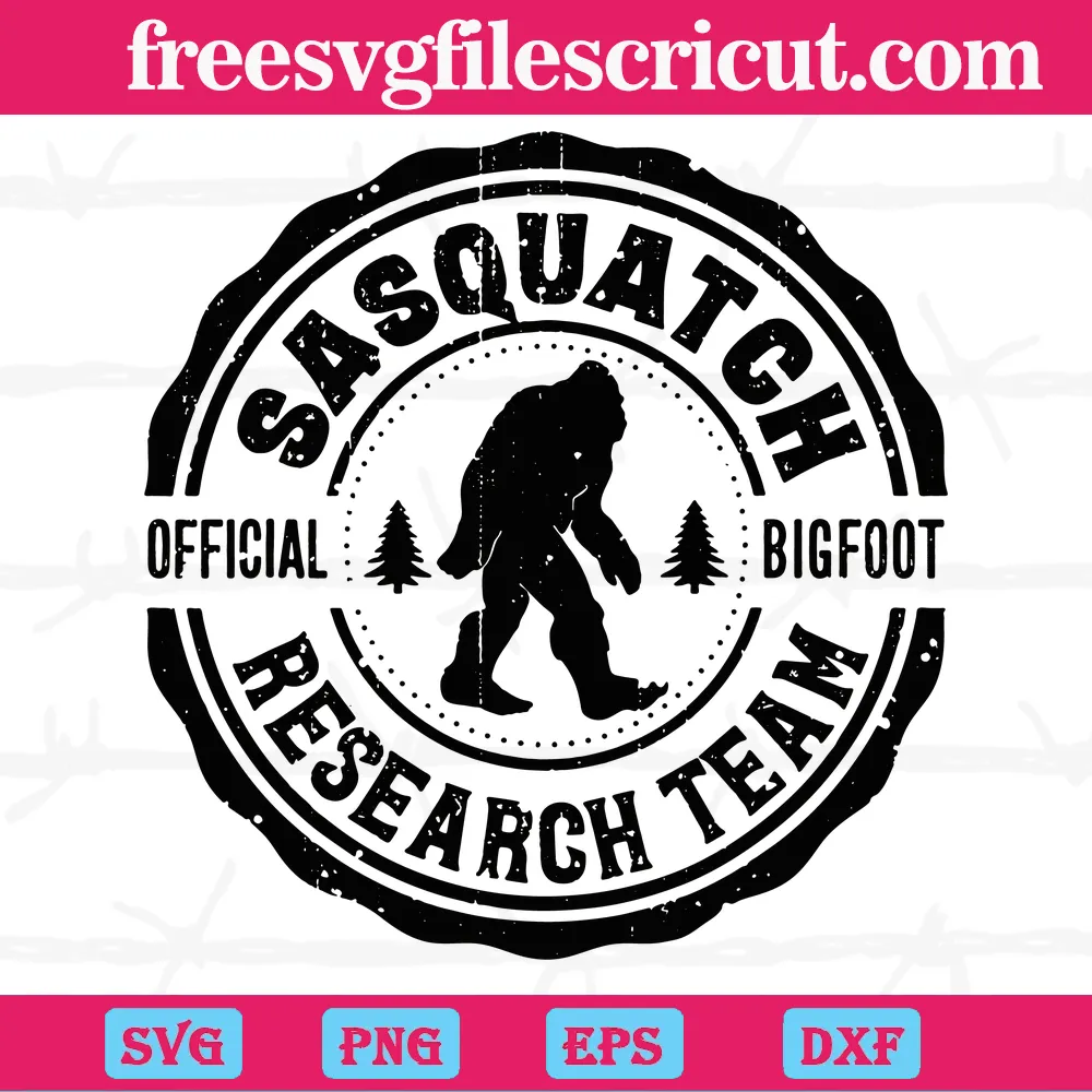 Sasquatch Research Team Bigfoot Outdoor Hunting, Black And White Svg Png Dxf Eps