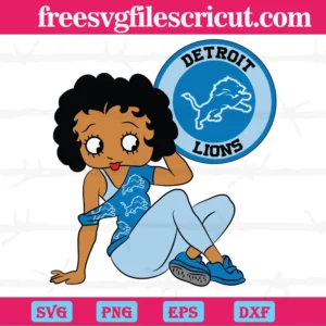 Sitting Betty Boop Detroit Lions Logo Sports Black Girl, Svg Files For Crafting And Diy Projects