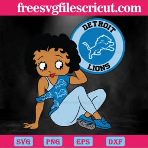 Sitting Betty Boop Detroit Lions Logo Sports Black Girl, Svg Files For Crafting And Diy Projects Invert