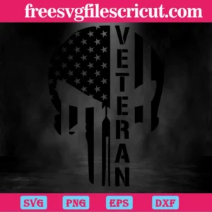 Skul Veteran American Flag Svg Invert