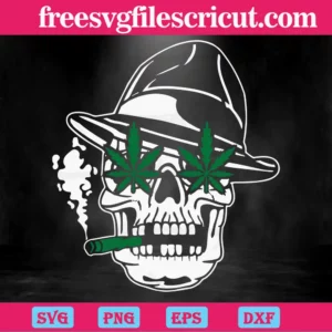 Skull Smoking Weed, Svg Png Dxf Eps Digital Download