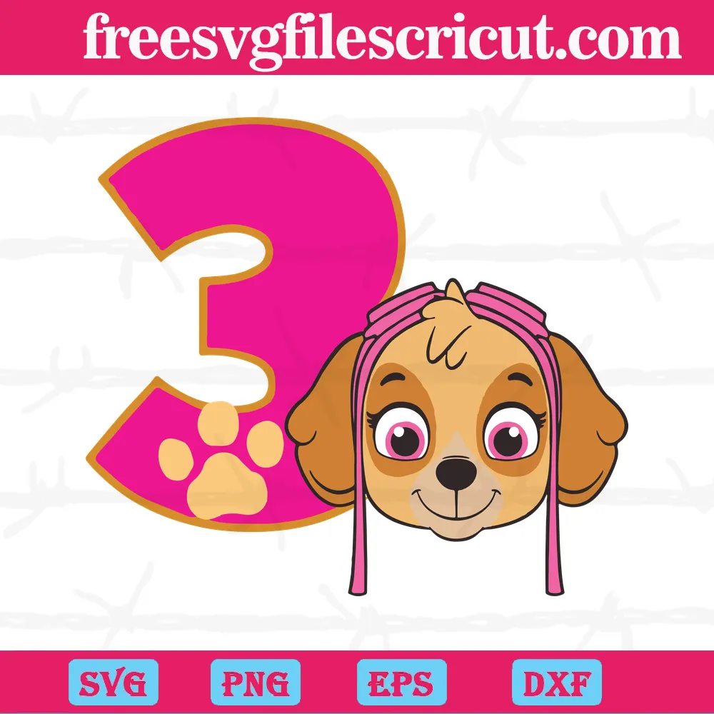 Skye Paw Patrol 3Rd Birthday, Scalable Vector Graphic Svg