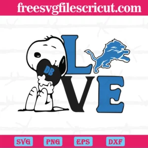 Snoopy Love Detroit Lions, Cutting File Svg