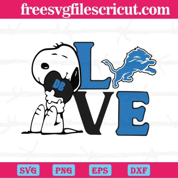 Snoopy Love Detroit Lions, Cutting File Svg